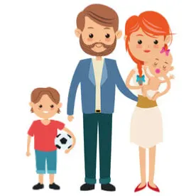 Eurasian family looking for second helper