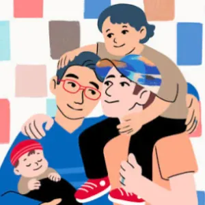 Modern family: 2 dads & 2 children